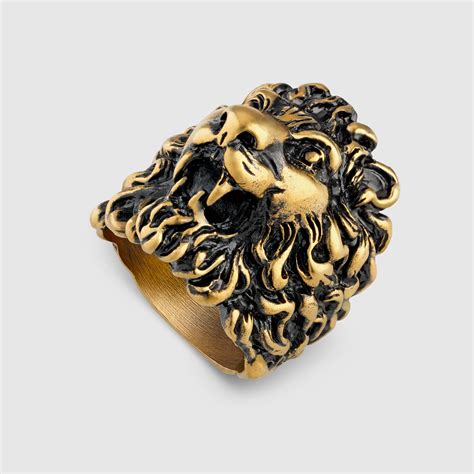 gucci lion ring diamond|Gucci lion ring men.